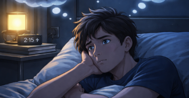 student overthinking at night unable to sleep due to stress